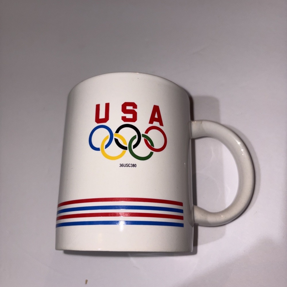 Vintage Maxwell House Coffee Mug 1992 US Olympic Team USA Rings White Ceramic